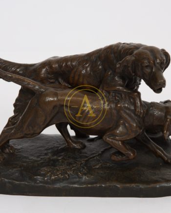 BRONZE “COUPLE DE CHIEN DE CHASSE” DE MASSON