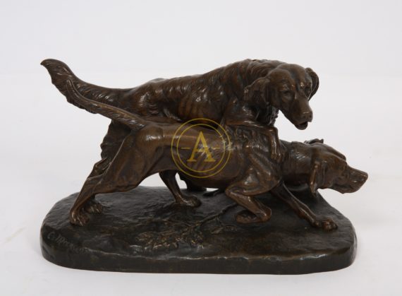 BRONZE “COUPLE DE CHIEN DE CHASSE” DE MASSON