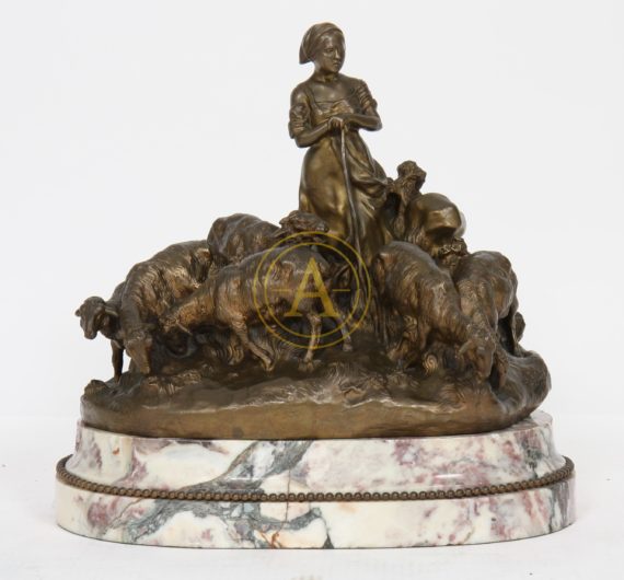 BRONZE “LA BERGERE ET SES BREBIS”