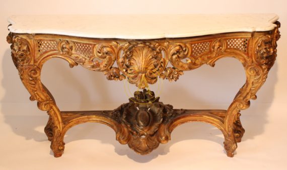 CONSOLE EN BOIS DORE DE STYLE LOUIS XV