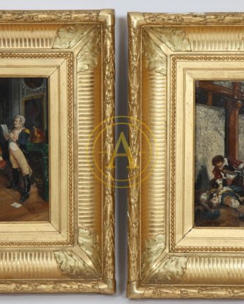 PAIRE DE TABLEAUX  “SCENES DE GENRE EN COSTUMES” XIXè