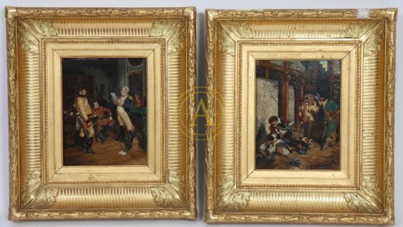 PAIRE DE TABLEAUX  “SCENES DE GENRE EN COSTUMES” XIXè