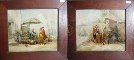 ENSEMBLE DE DEUX TABLEAUX” SCENES CHAMPETRES”