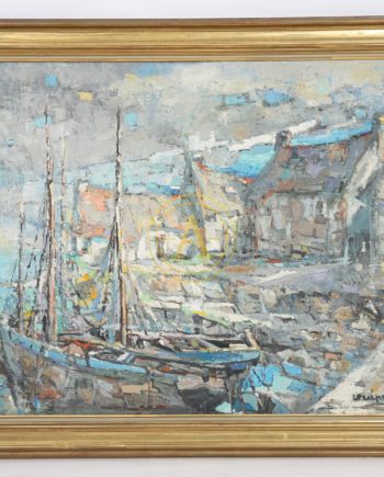 TABLEAU IMPRESSIONNISTE “BATEAU AU PORT”