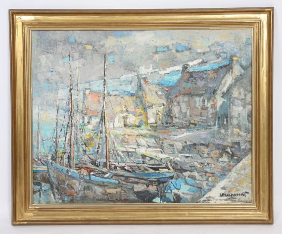 TABLEAU IMPRESSIONNISTE “BATEAU AU PORT”