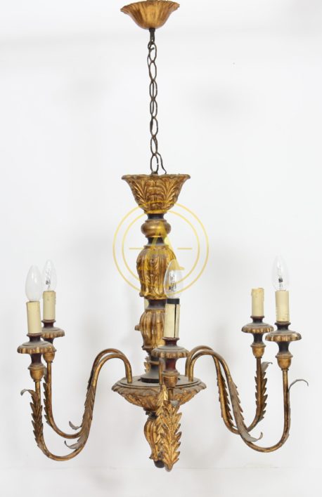 LUSTRE EN BOIS DORE