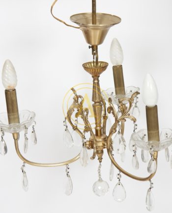 LUSTRE EN VERRE ET METAL DORE