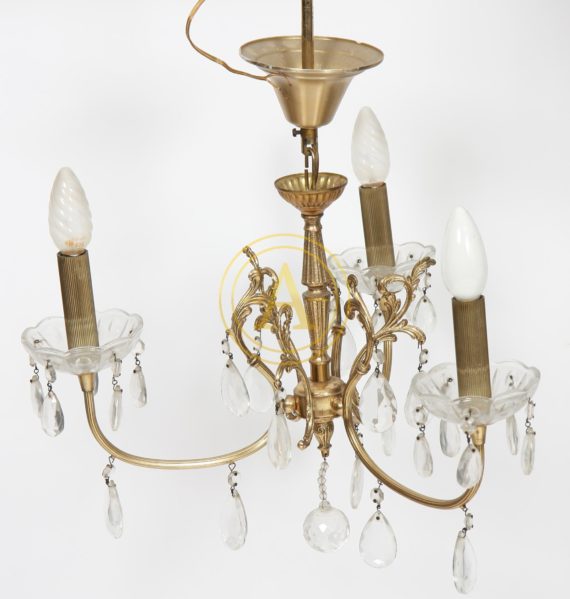 LUSTRE EN VERRE ET METAL DORE