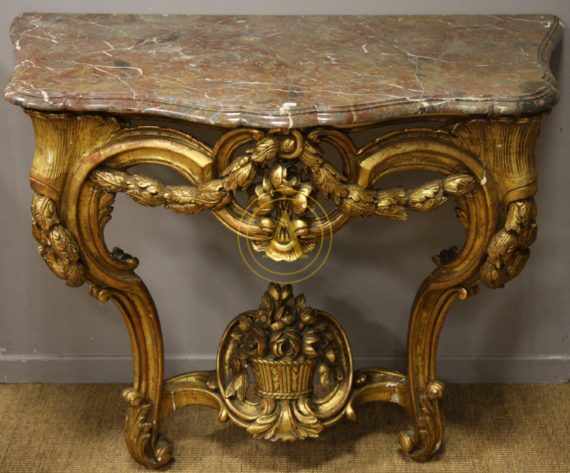 CONSOLE EN BOIS DORE LOUIS XV