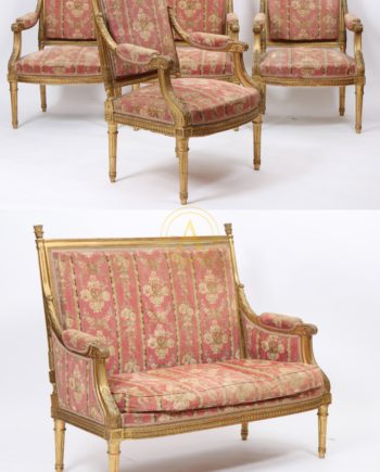 TRES JOLI SALON CINQ PIECES DE STYLE LOUIS XVI