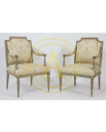 RARE SUITE OF SIX ARMCHAIRS LOUIS XVI ATTR. J. B. SENE