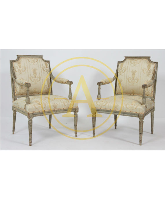 RARE SUITE OF SIX ARMCHAIRS LOUIS XVI ATTR. J. B. SENE