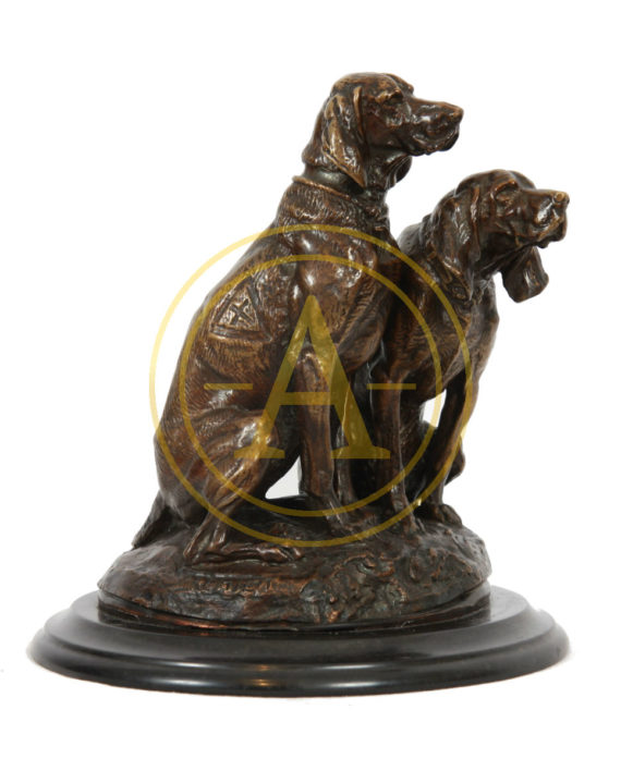 BRONZE “DEUX CHIENS DE MEUTE ASSIS” FROM EMMANUEL FREMIET