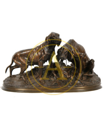 BRONZE “DEUX CHIENS DE CHASSE” BY MENE