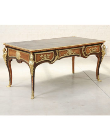 BUREAU PLAT DOUBLE FACE MARQUETE MODELE LOUIS XV DE OEBEN