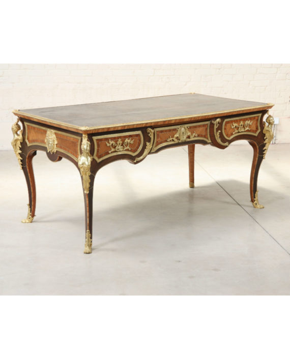 BUREAU PLAT DOUBLE FACE MARQUETE MODELE LOUIS XV DE OEBEN