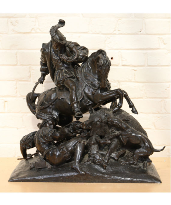 TRES IMPORTANT GROUPE EN BRONZE “HALLALI DU SANGLIER AU TEMPS DE LA RENAISSANCE” DE Théodore GECHTER (1796-1844)