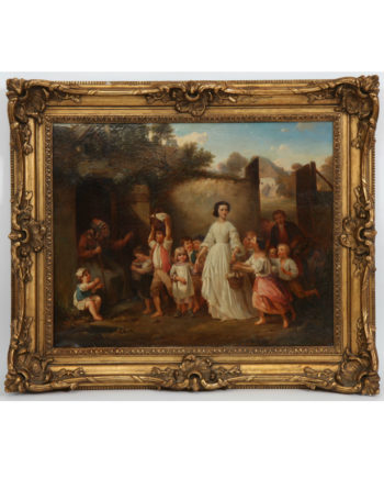 TABLEAU “JEUNE FEMME AUX PETITS ENFANTS” ECOLE LYONNAISE