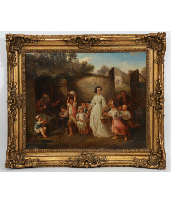 TABLEAU “JEUNE FEMME AUX PETITS ENFANTS” ECOLE LYONNAISE