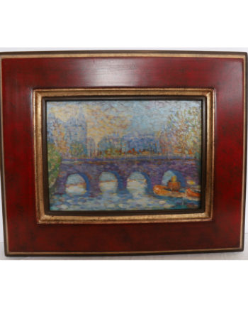 HUILE SUR CARTON POINTILLISTE “LE PONT NEUF A PARIS” DE STAN RESZKA (1924)