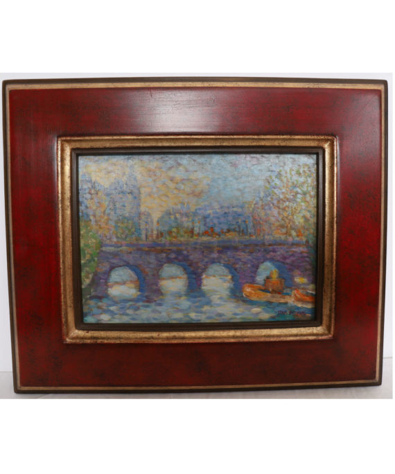 HUILE SUR CARTON POINTILLISTE “LE PONT NEUF A PARIS” DE STAN RESZKA (1924)