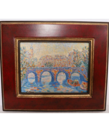 HUILE SUR CARTON POINTILLISTE “LE PONT NEUF A PARIS” DE STAN RESZKA (1924)