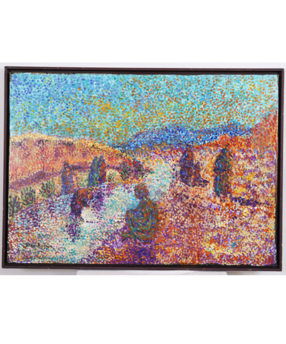 TABLEAU POINTILLISTE ORIENTALISTE “FEMMES AU BORD DE L’OUED” DE STAN RESZKA (1924)