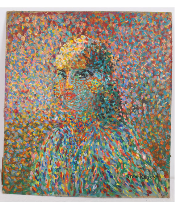 TABLEAU POINTILLISTE ORIENTALISTE “FEMME ORIENTALE EN BUSTE” DE STAN RESZKA (1924)