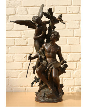 GROUPE EN BRONZE “LA LETTRE D’AMOUR OU L’INSPIRATION” DE MATHURIN MOREAU (1822-1912)